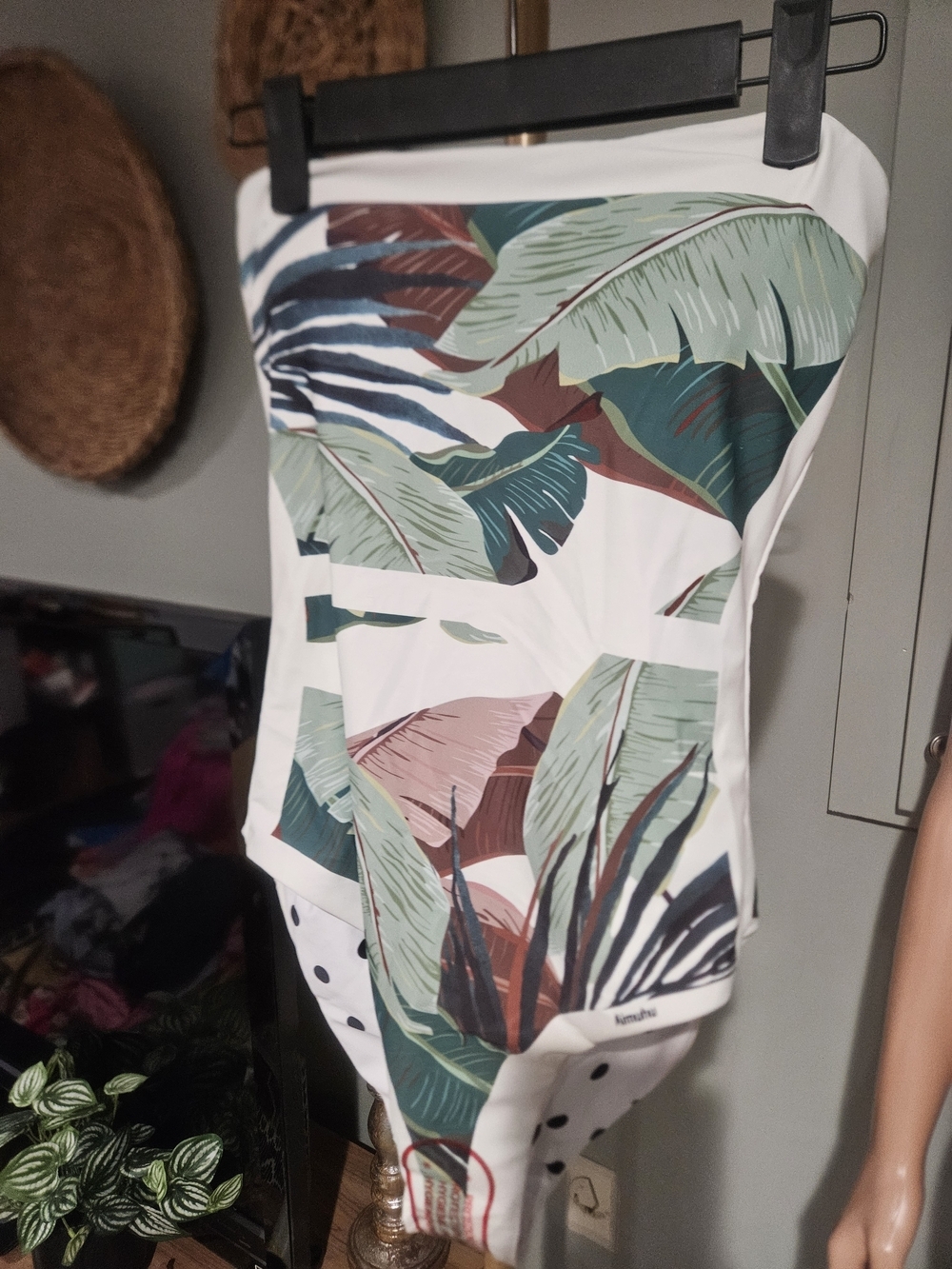 Nwot Camille Reversible Strapless Tropical Leaf & Polka Dot One-Piece Swimsuit.M — image 7 of 8